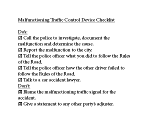 malfunctioning traffic control device checklist