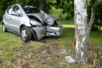single car crash with tree